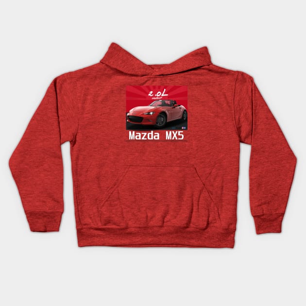 Mazda MX5 ND Red Kids Hoodie by PjesusArt